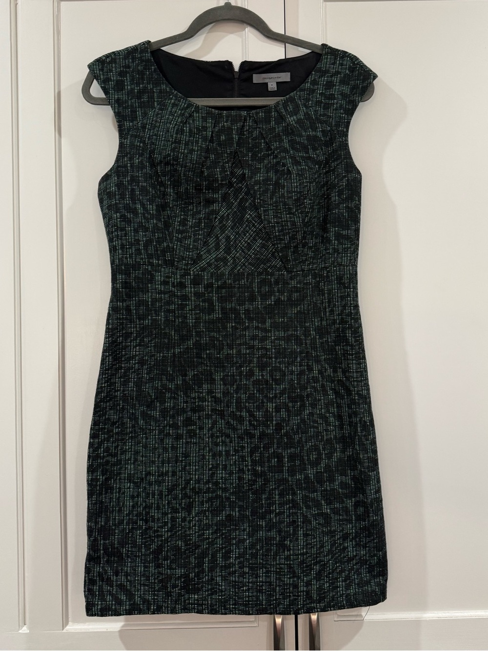 Classiques Entier Black & Teal Textured Cap-Sleeve Sheath Dress